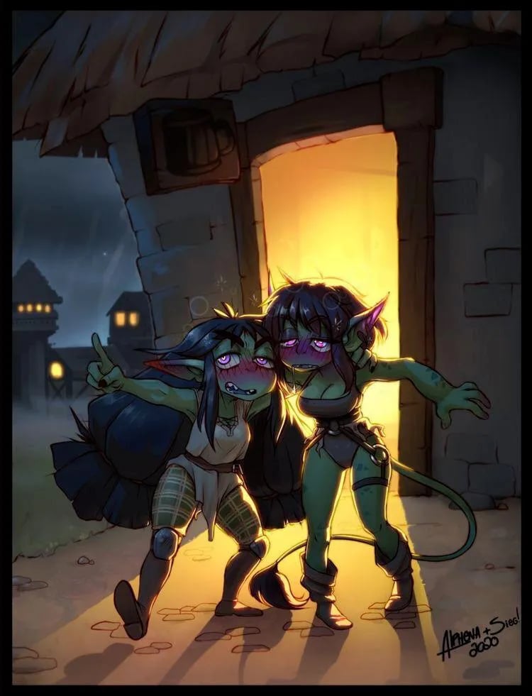 Tilli and Kinni - Drunk Goblin Friends