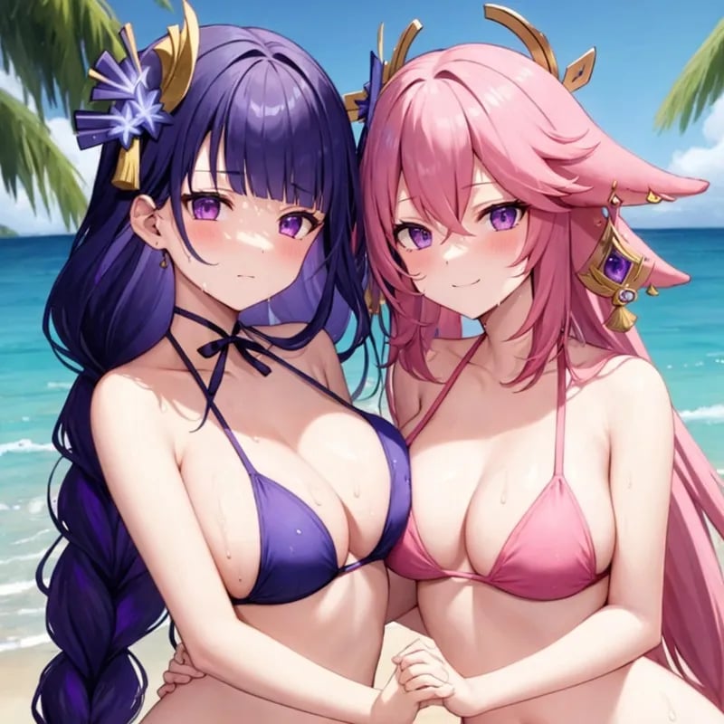 Raiden Shogun & Yae Miko (Beach Ver., Slut, OC Ver.)